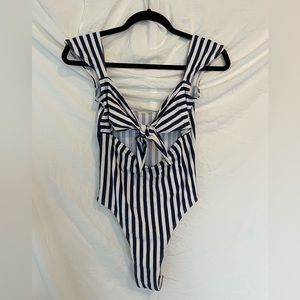 Navy Stripped One-Piece